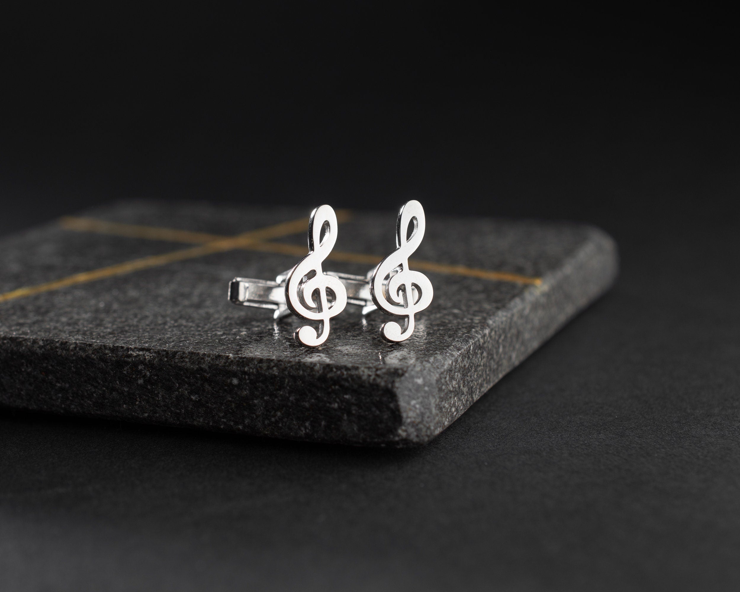 Sterling Silver Music Note Cufflinks: Musician Wedding Groomsmen Gift