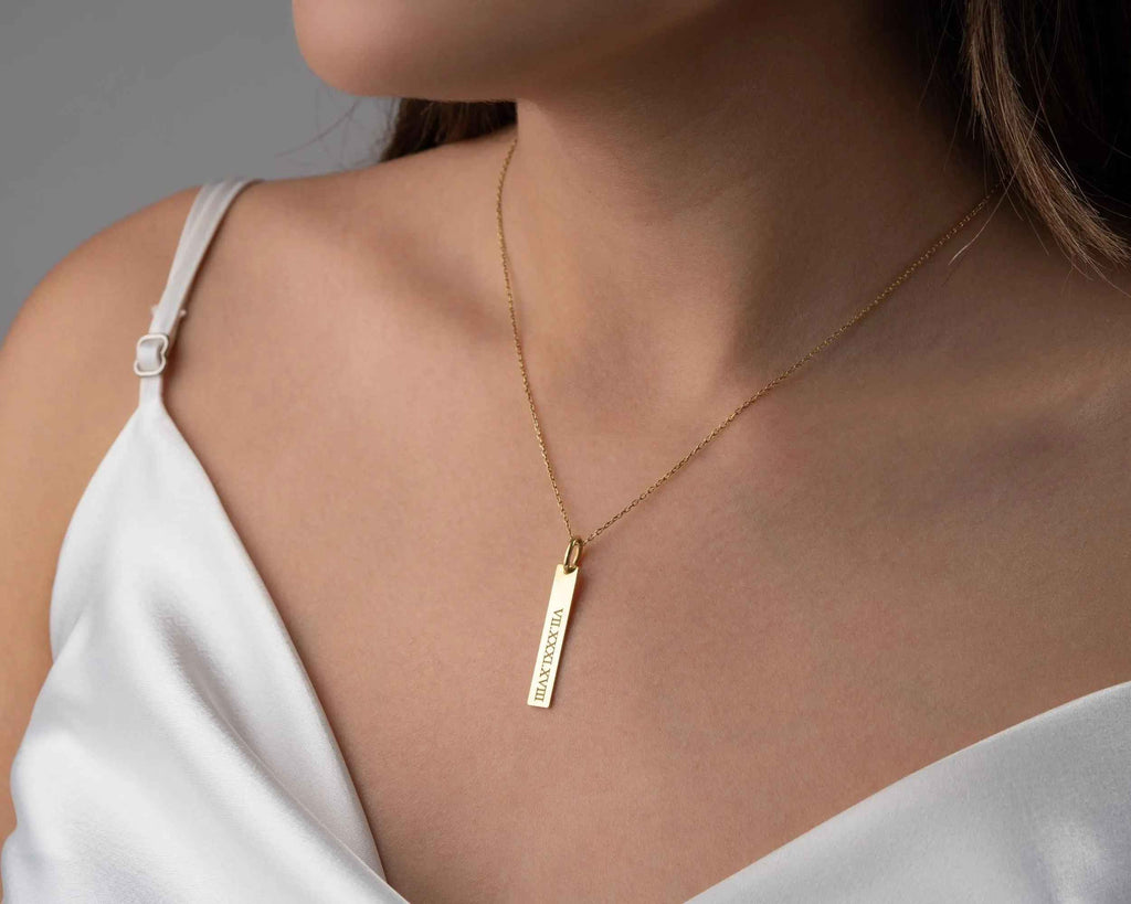 Sterling Silver Roman Numeral Necklace: Custom Date Pendant