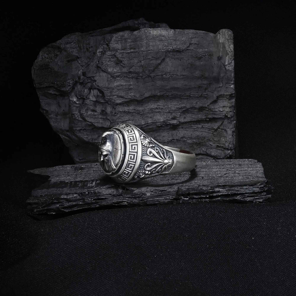 Sterling Silver Spartan Ring: Leonidas Warrior Shield Design