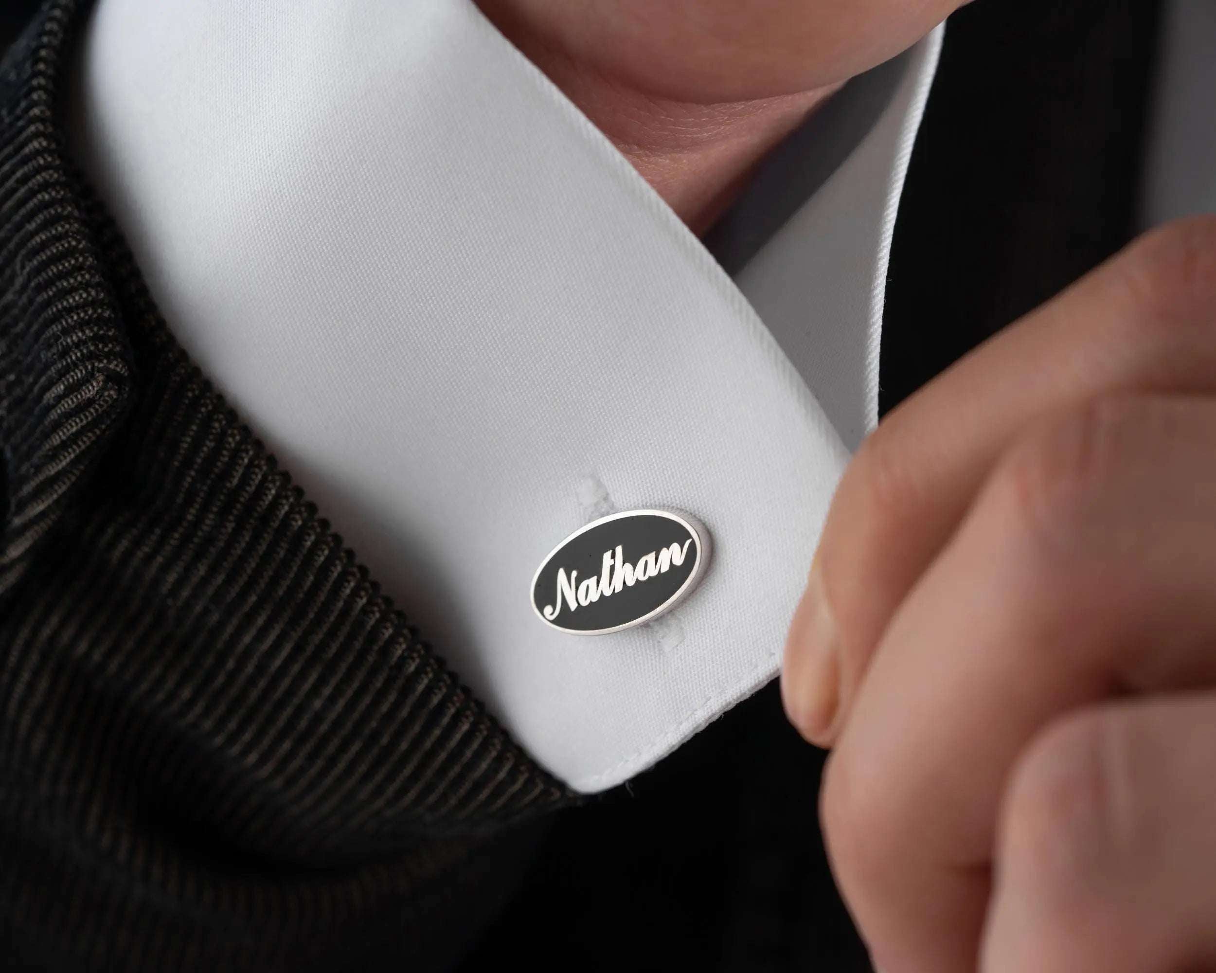Personalized Sterling Silver Cufflinks: Engraved Initial Wedding Groomsmen Gift   Charmora Jewelry