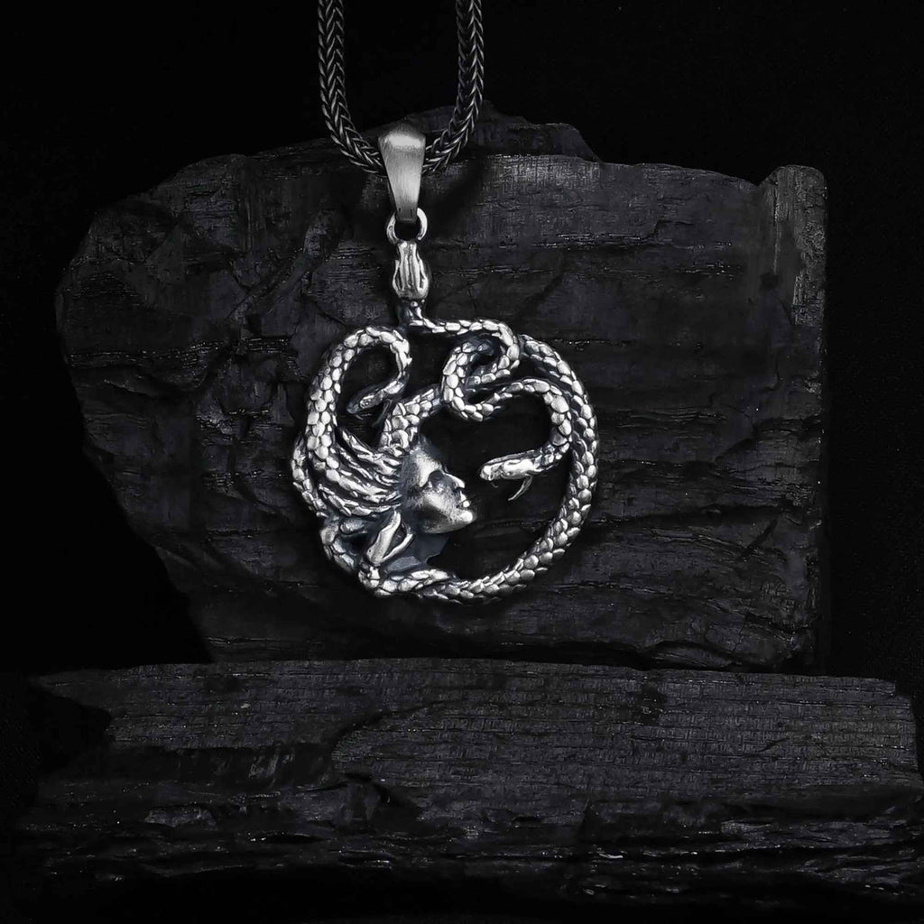 Sterling Silver Medusa Pendant Necklace: Greek Mythology Jewelry Gift