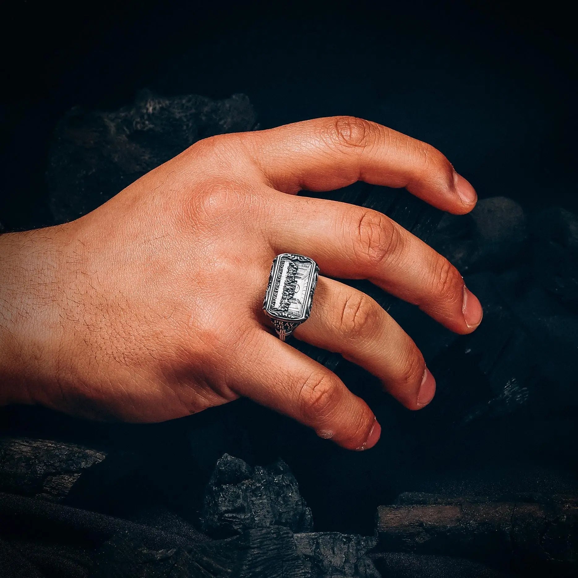 Sterling Silver Last Supper Ring: Leonardo da Vinci Artwork   Charmora Jewelry
