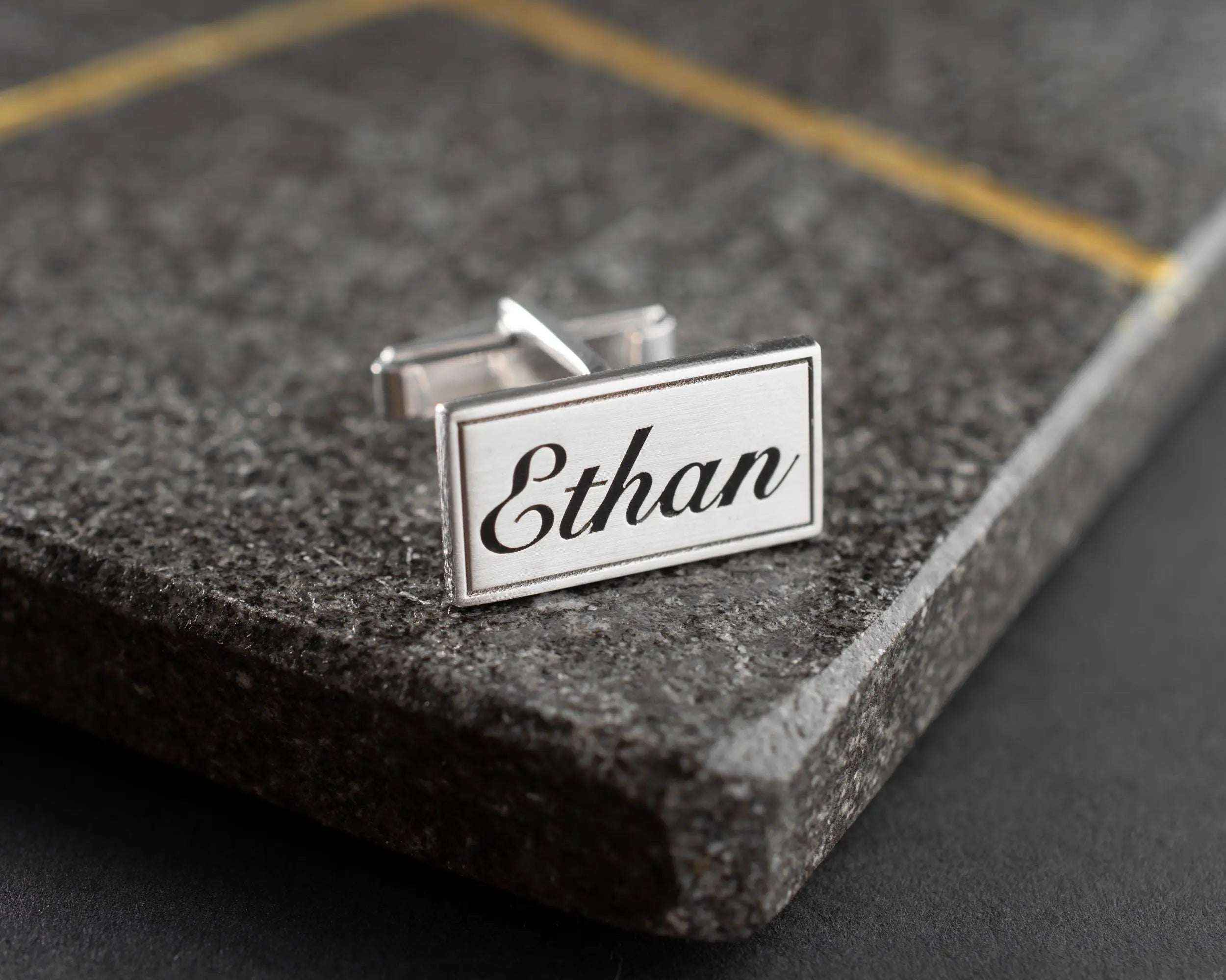 Engraved Sterling Silver Name Cufflinks, Personalized Gift