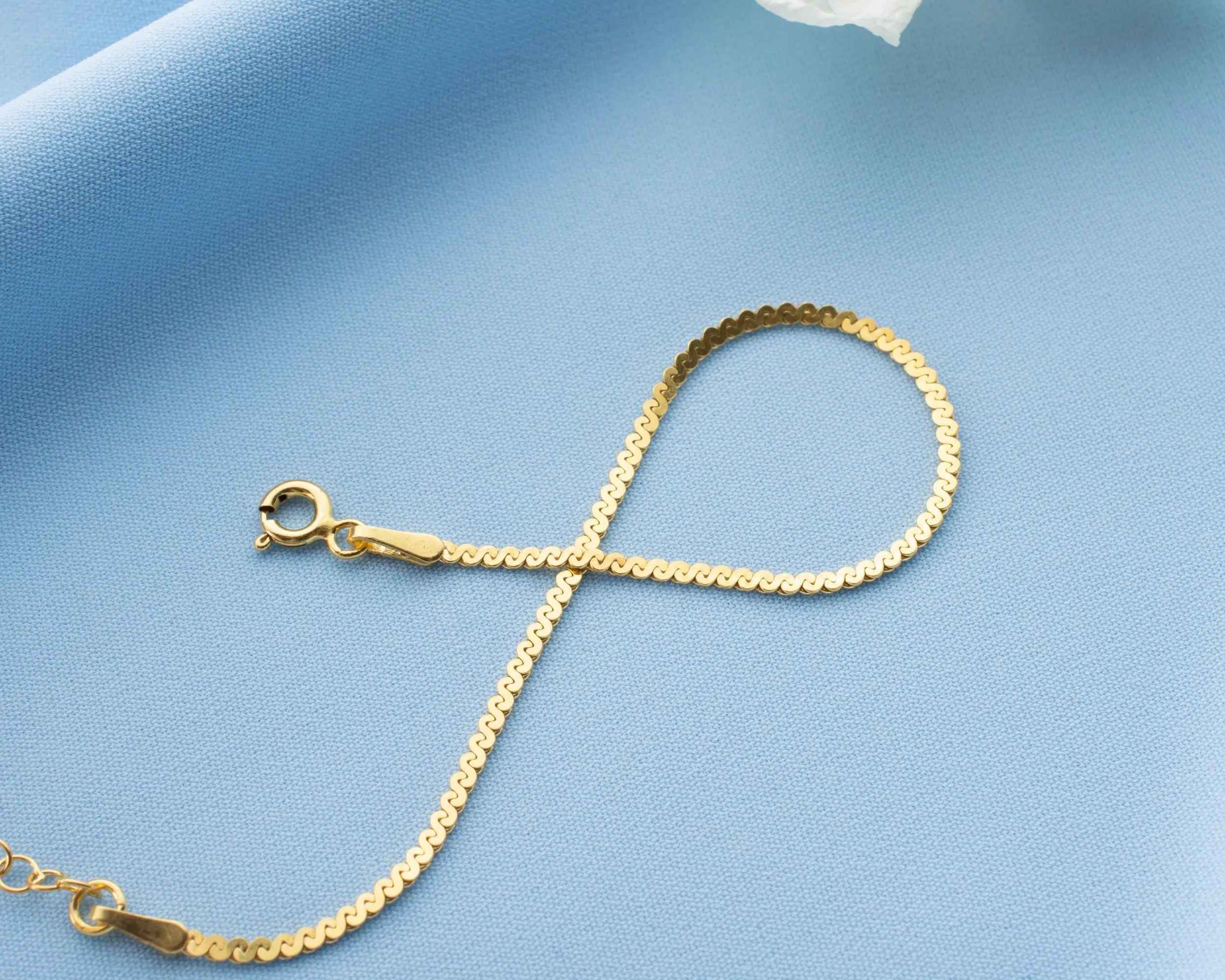 Dainty Sterling Silver Chain Bracelet: Rose Gold, Gold Finish