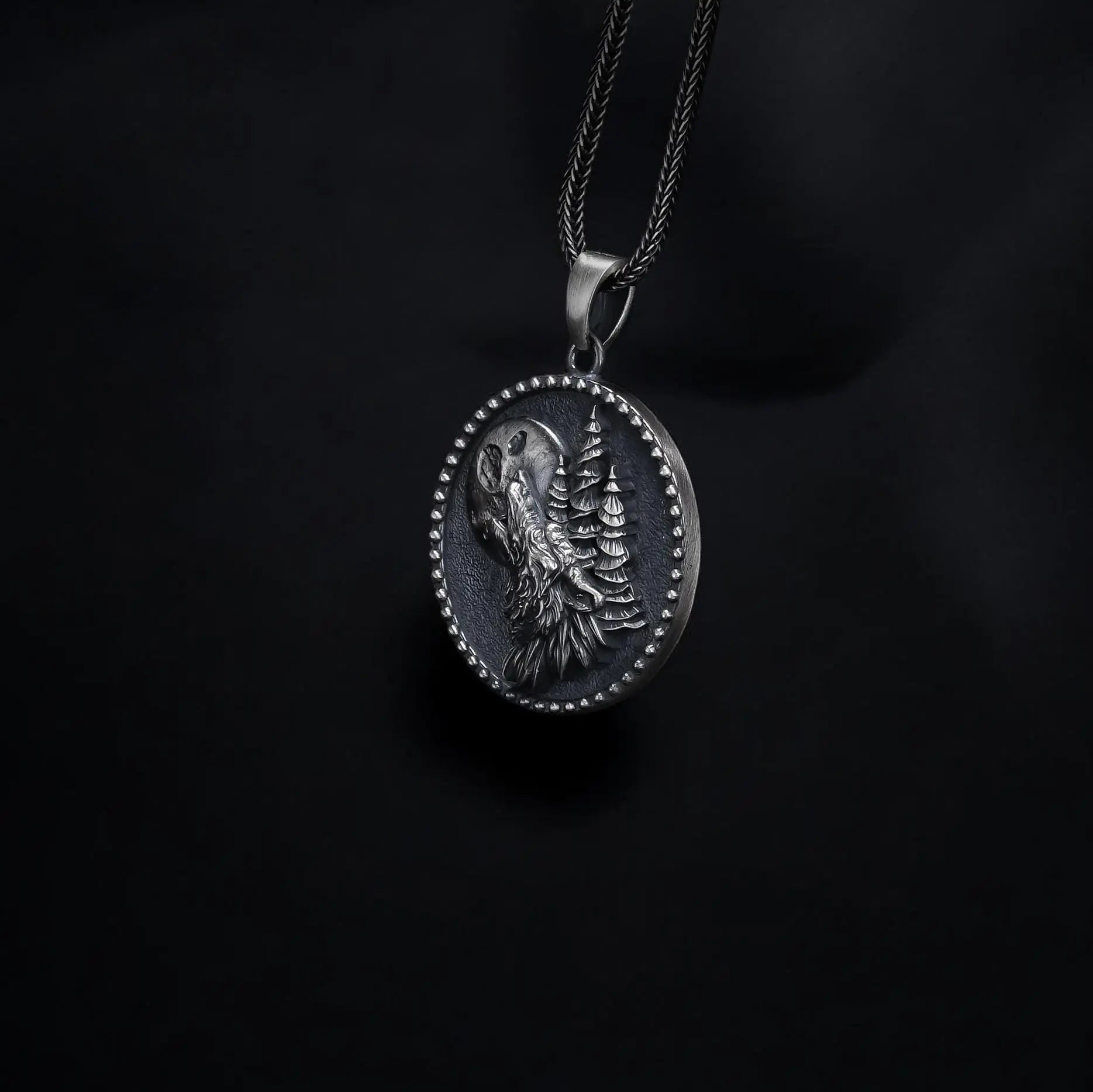 Sterling Silver Howling Wolf Necklace: Handmade Animal Pendant Men   Charmora Jewelry