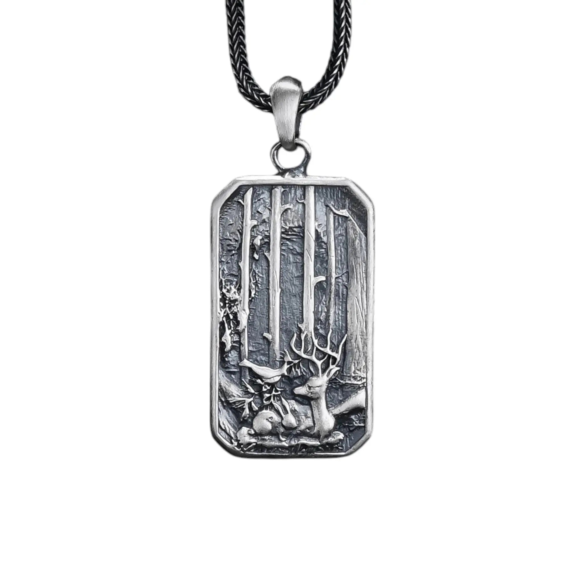 Collier Cerf en Argent Sterling : Pendentif Cerf de Forêt Fait Main