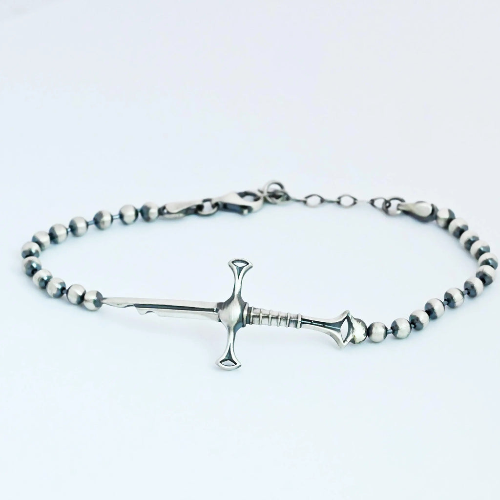 925 Sterling Silver Sword Bracelet – Handmade Warrior Jewelry for Men   Charmora Jewelry