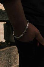 925 Sterling Silver Cross Bracelet, Gothic Celtic Men’s Jewelry, Handmade Oxidized Chain