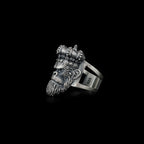 Sterling Silver Gorilla Head Ring: Biker Animal Jewelry   Charmora Jewelry