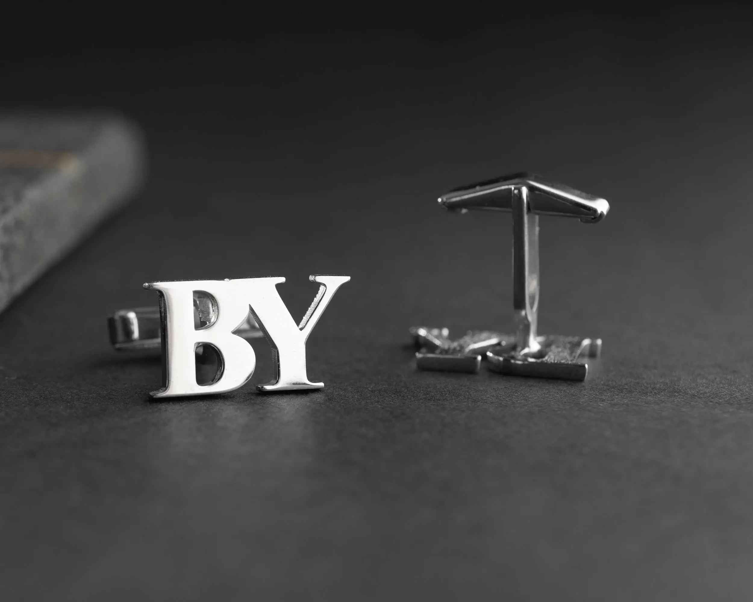 Handmade Sterling Silver Initial Cufflinks: Engraved Groomsmen Gift