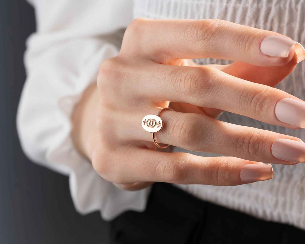 Sterling Silver Heterosexual Symbol Ring: Gender Symbol Jewelry