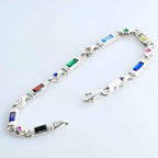 Multicolor Baguette Stone Sterling Silver Bracelet – Men’s Statement Jewelry, Gift for Him