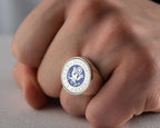 Sterling Silver American Coat of Arms Ring: Patriotic Bird Jewelry   Charmora Jewelry