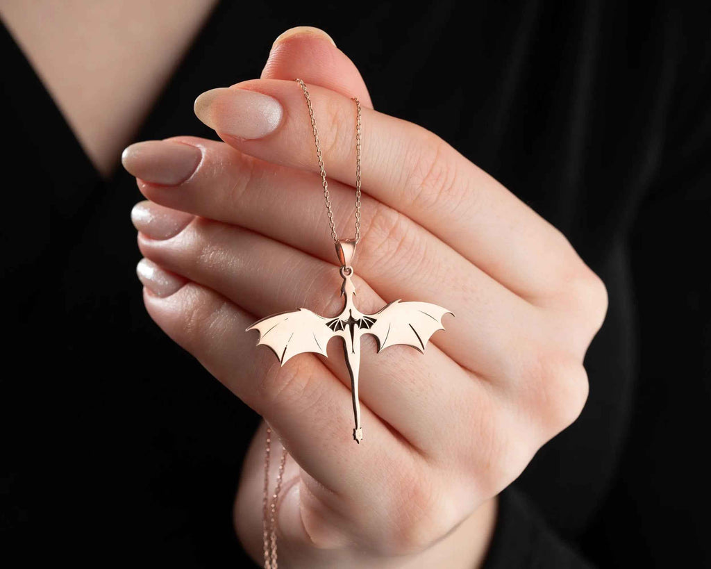 Sterling Silver Dragon Necklace: Acotar Velaris Jewelry