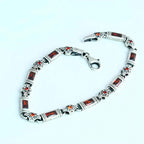 Sterling Silver Men’s Bracelet with Garnet Baguette Stones – Gift for Him