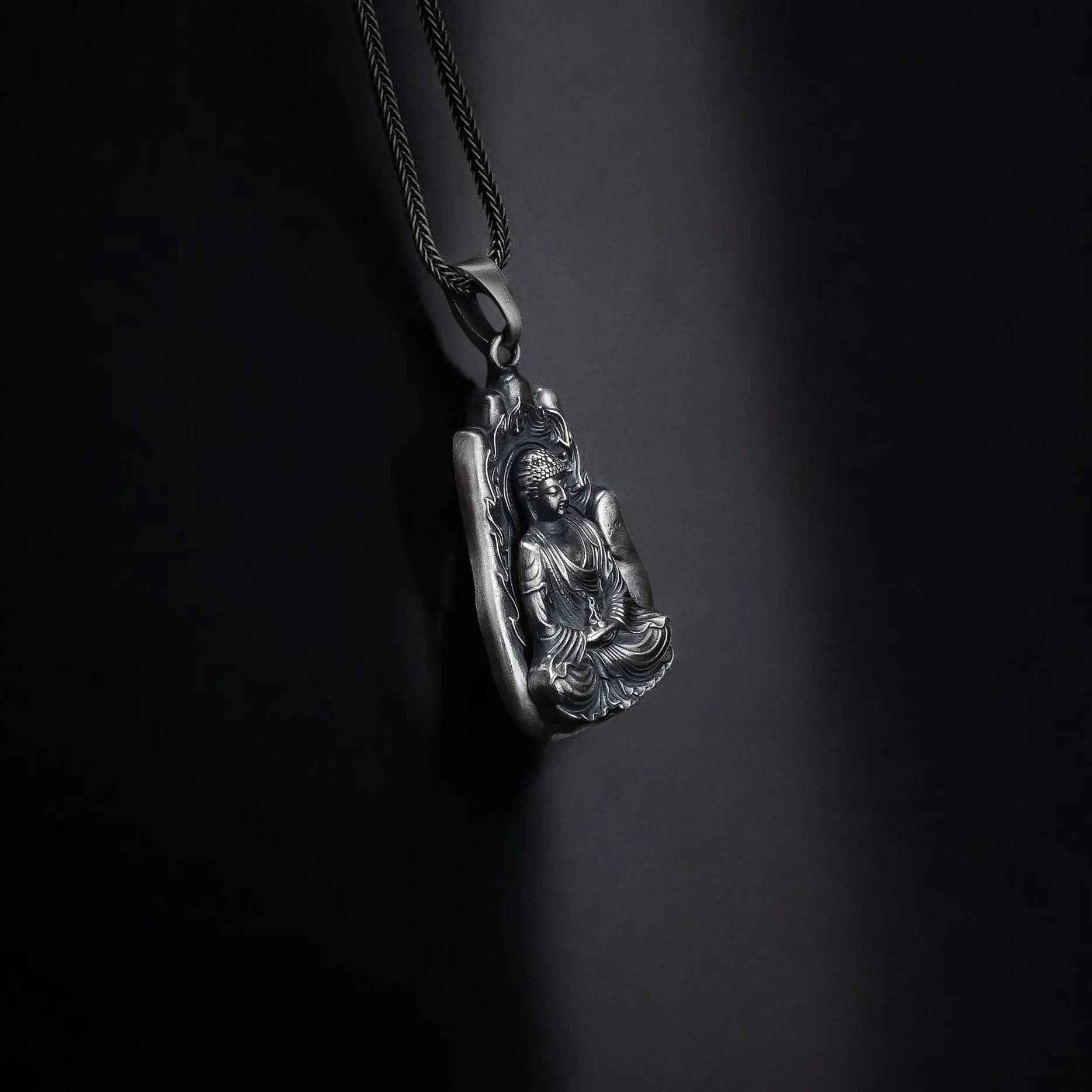 Sterling Silver Buddha Necklace: Handmade Yoga Meditation Pendant