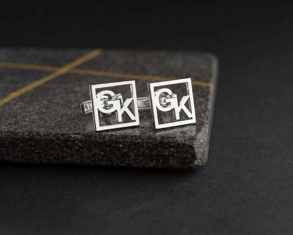 Sterling Silver Custom Initial Cufflinks, Personalized Wedding Gift
