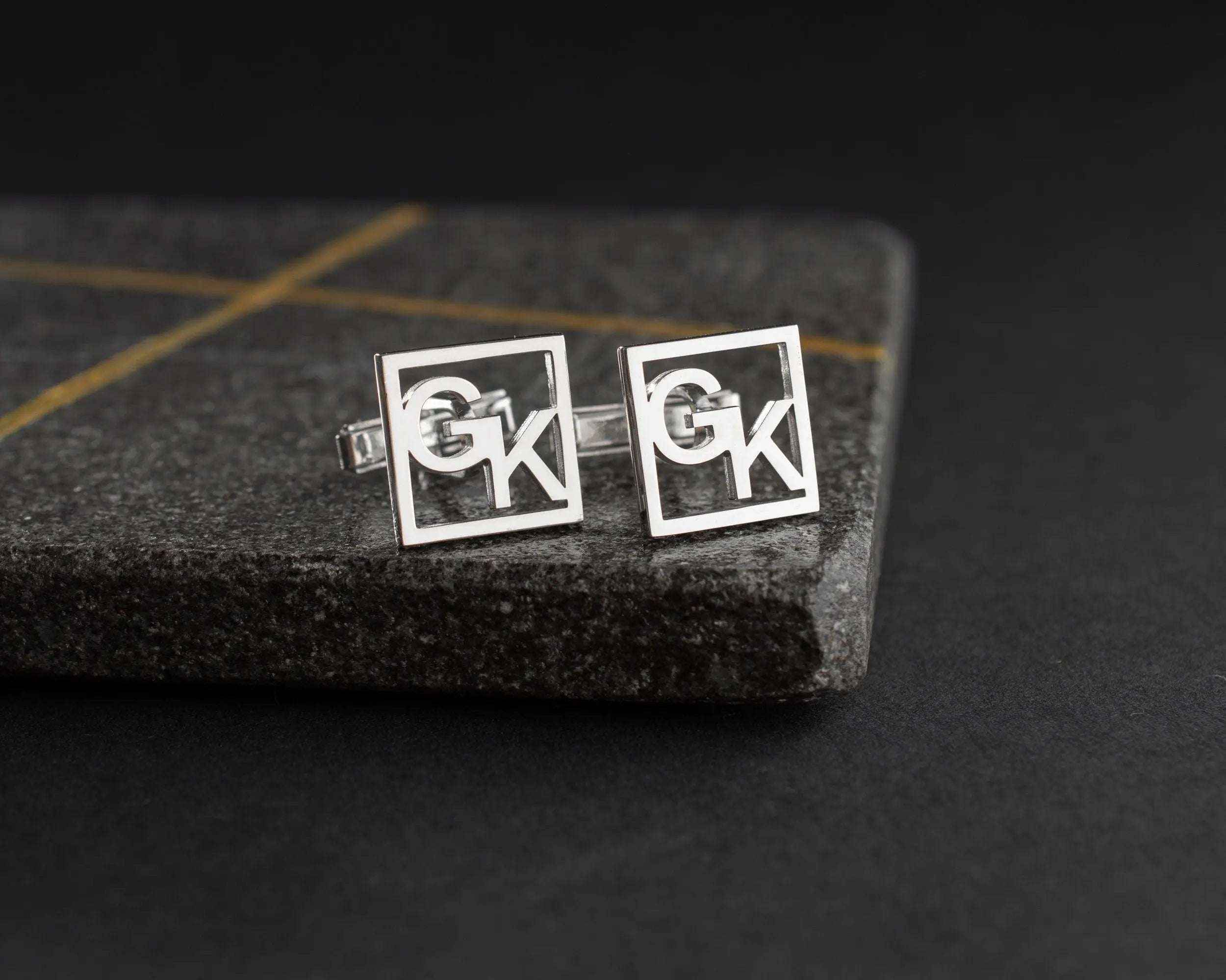 Sterling Silver Custom Initial Cufflinks, Personalized Wedding Gift