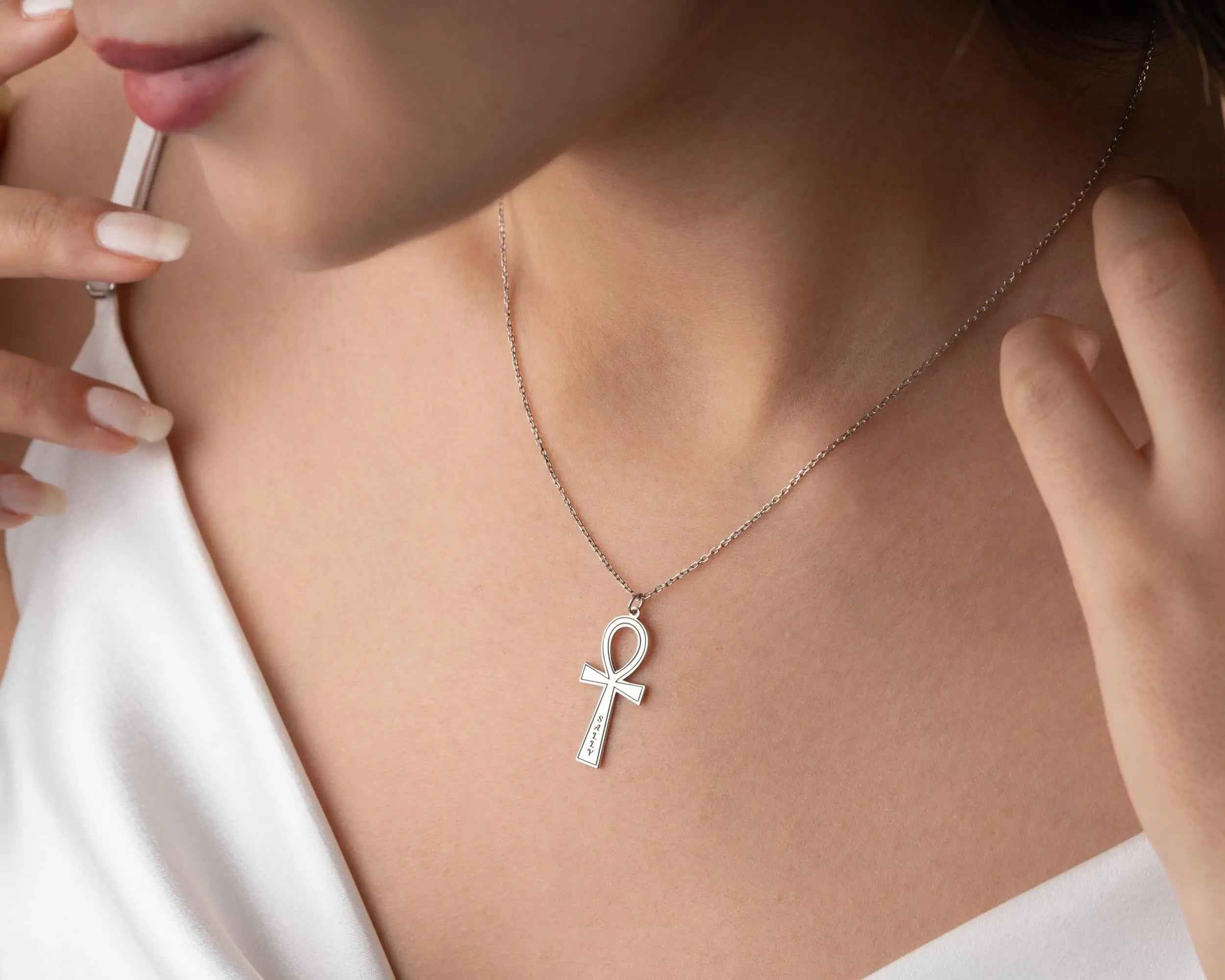 Custom Sterling Silver Ankh Necklace: Personalized Egyptian Jewelry