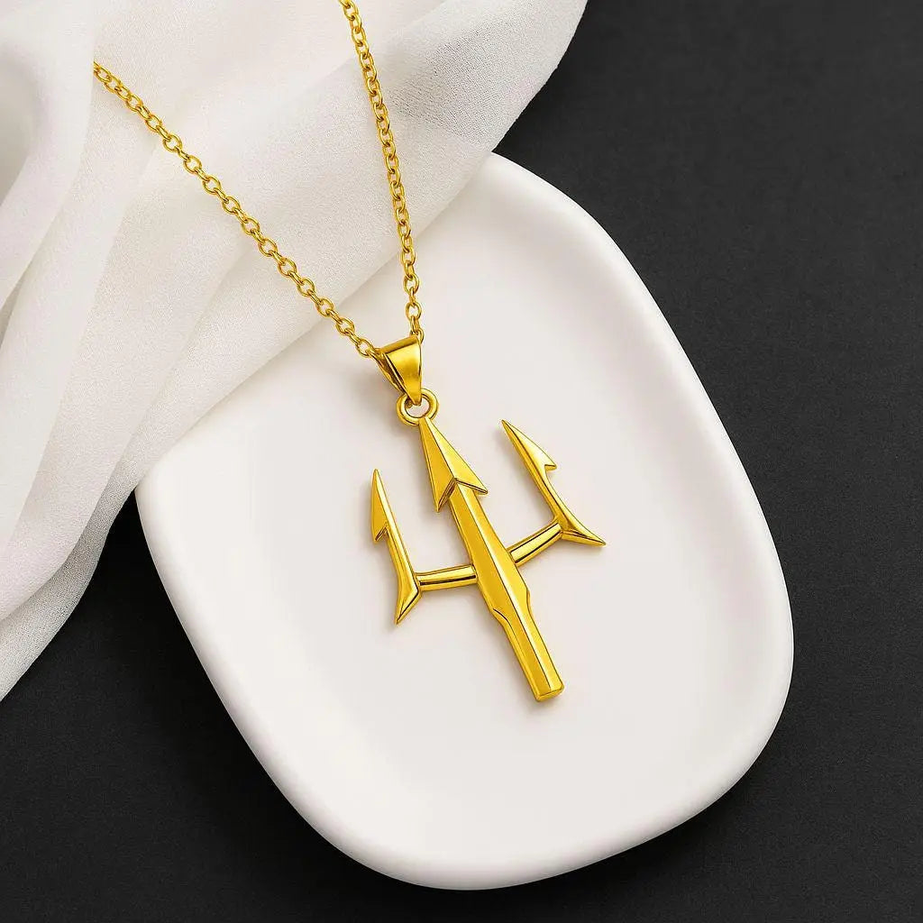 Sterling Silver Trident Necklace: Poseidon's Spear Pendant, Mythology Jewelry   Charmora Jewelry