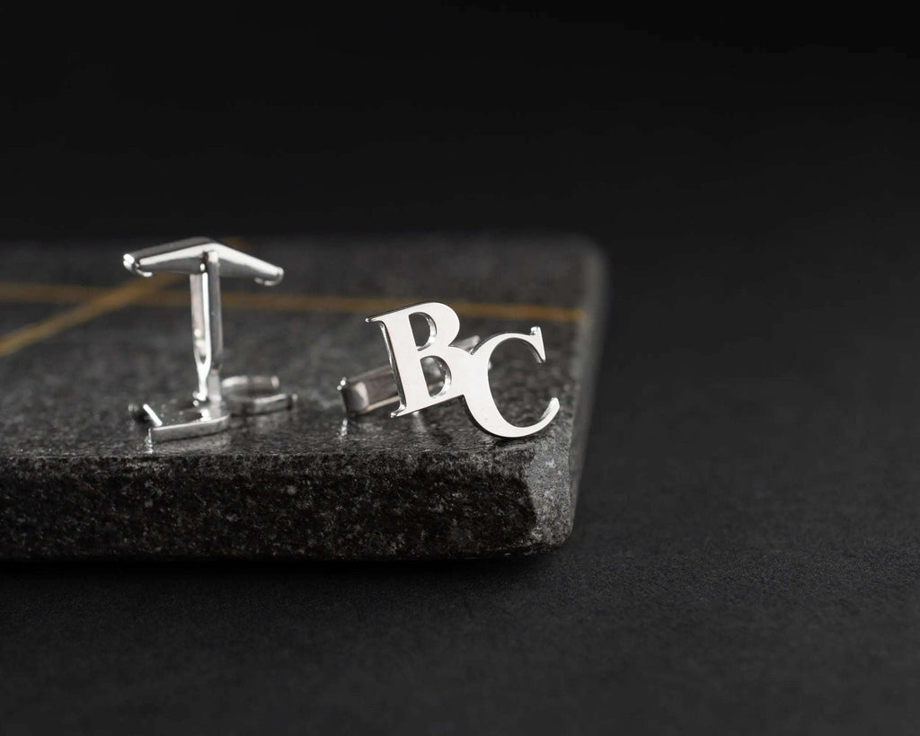 Personalized Sterling Silver Cufflinks, Groom Wedding Gift   Charmora Jewelry