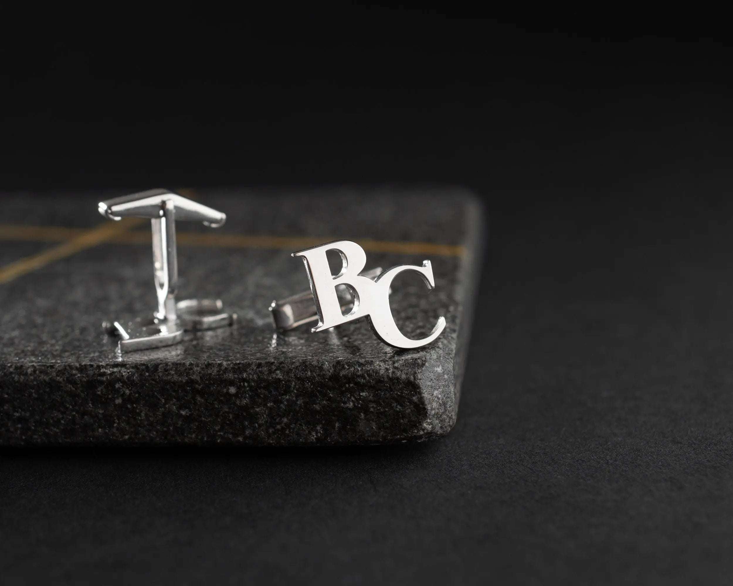 Personalized Sterling Silver Cufflinks, Groom Wedding Gift   Charmora Jewelry