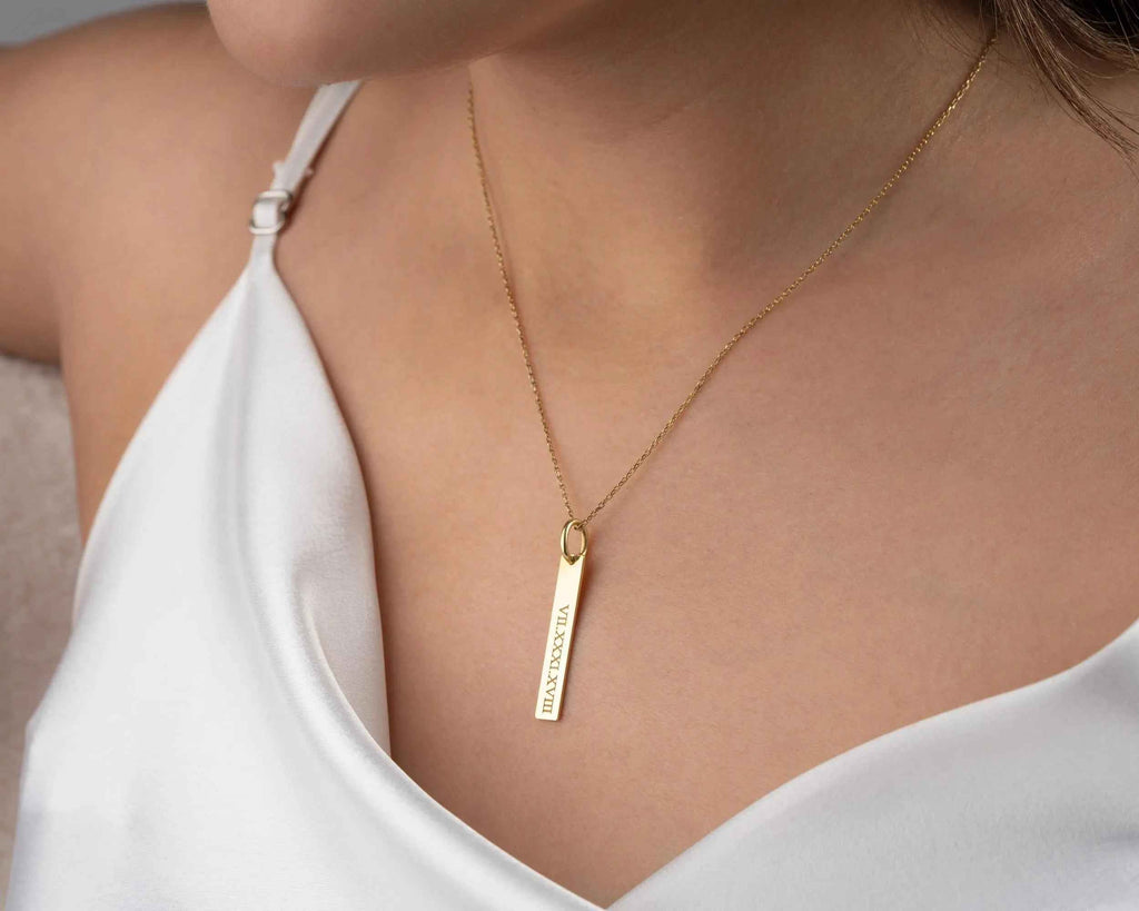 Sterling Silver Roman Numeral Necklace: Custom Date Pendant