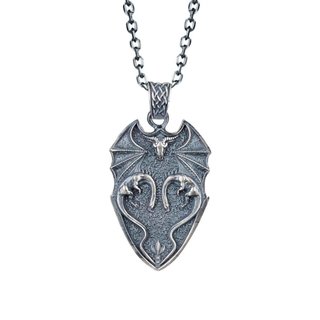 Oxidized Sterling Silver Dragon Pendant Necklace: Handmade Charm