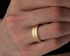 Solid Gold Coordinates Ring: Custom Engraved Anniversary Jewelry