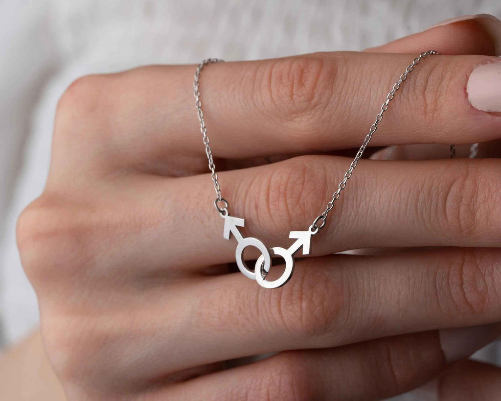 Sterling Silver Gay Pride Necklace: LGBT Jewelry Gift