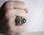 Green Zircon Skull Ring: Gothic Sterling Silver Men's Jewelry