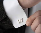 Handmade Sterling Silver Initial Cufflinks: Engraved Groomsmen Gift