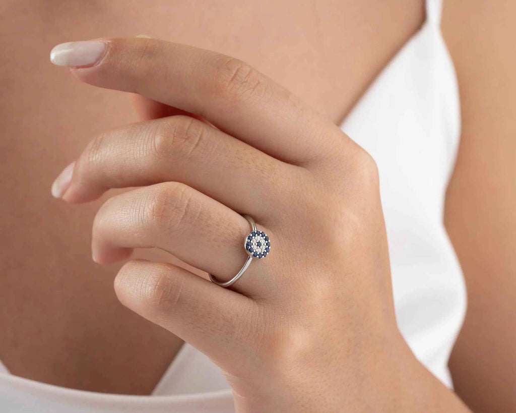 Sterling Silver Evil Eye Ring: Women's Protection Jewelry