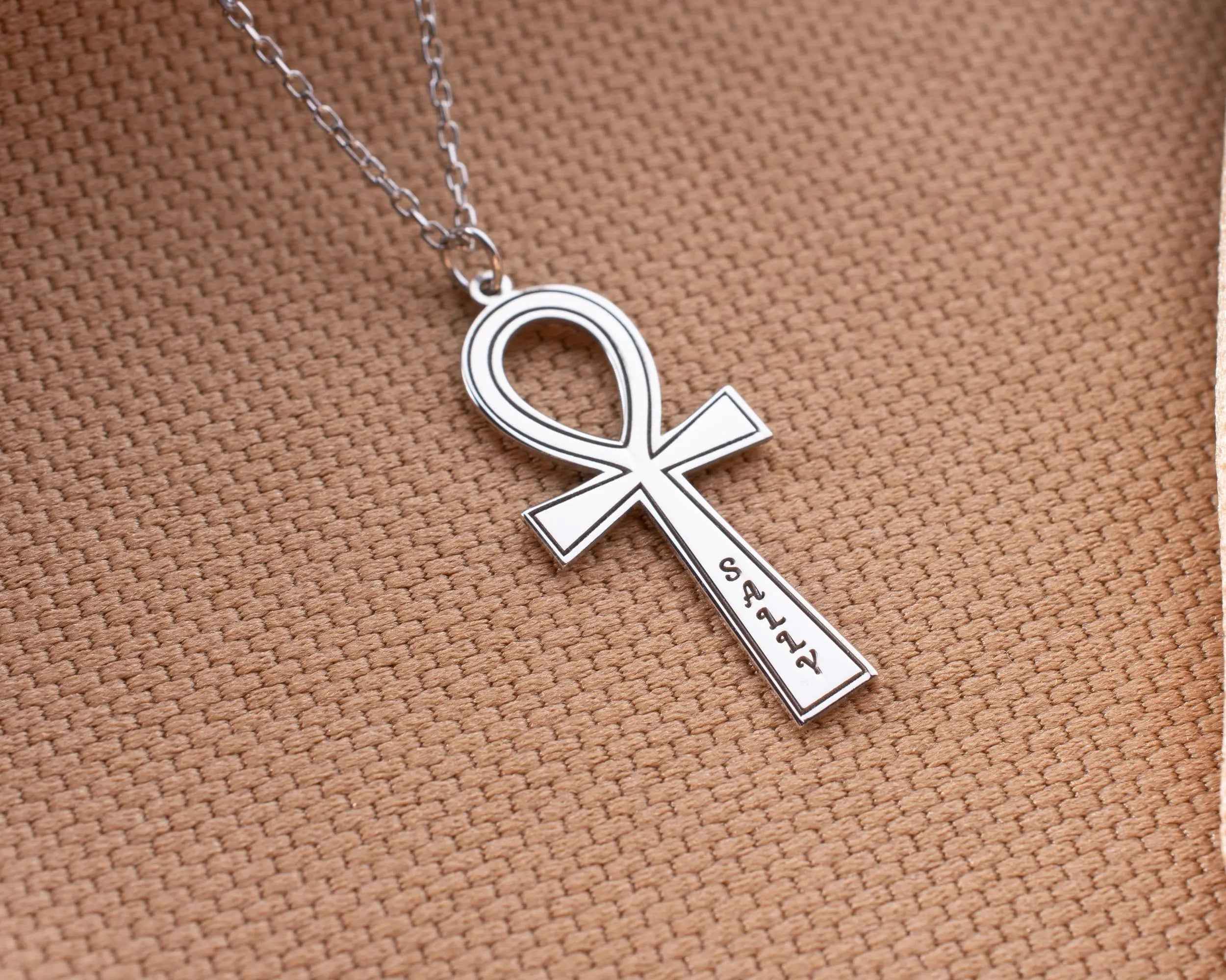Custom Sterling Silver Ankh Necklace: Personalized Egyptian Jewelry