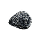 Oxidized Sterling Silver Lion Head Ring: Animal Jewelry   Charmora Jewelry
