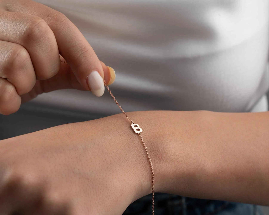 Sterling Silver Initial Bracelet: Personalized Letter Jewelry