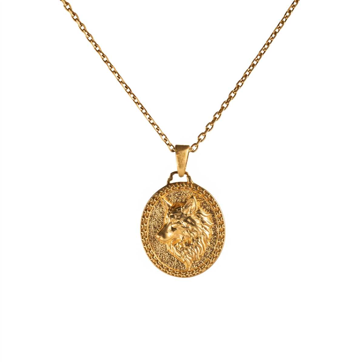 Wolf Guardian Medallion Necklace  Necklace  Charmora Jewelry