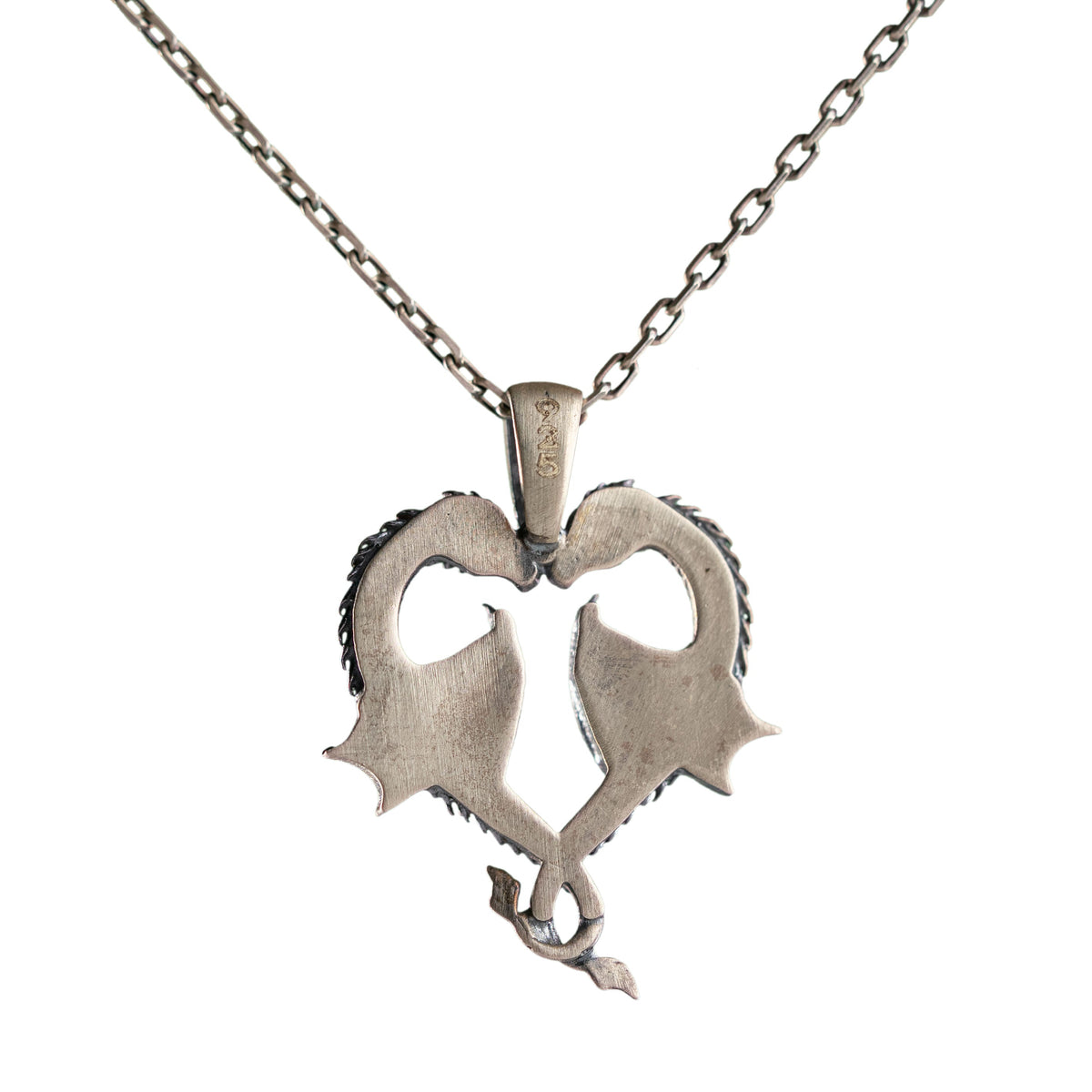 Twin Dragons Heart Necklace  Necklace  Charmora Jewelry
