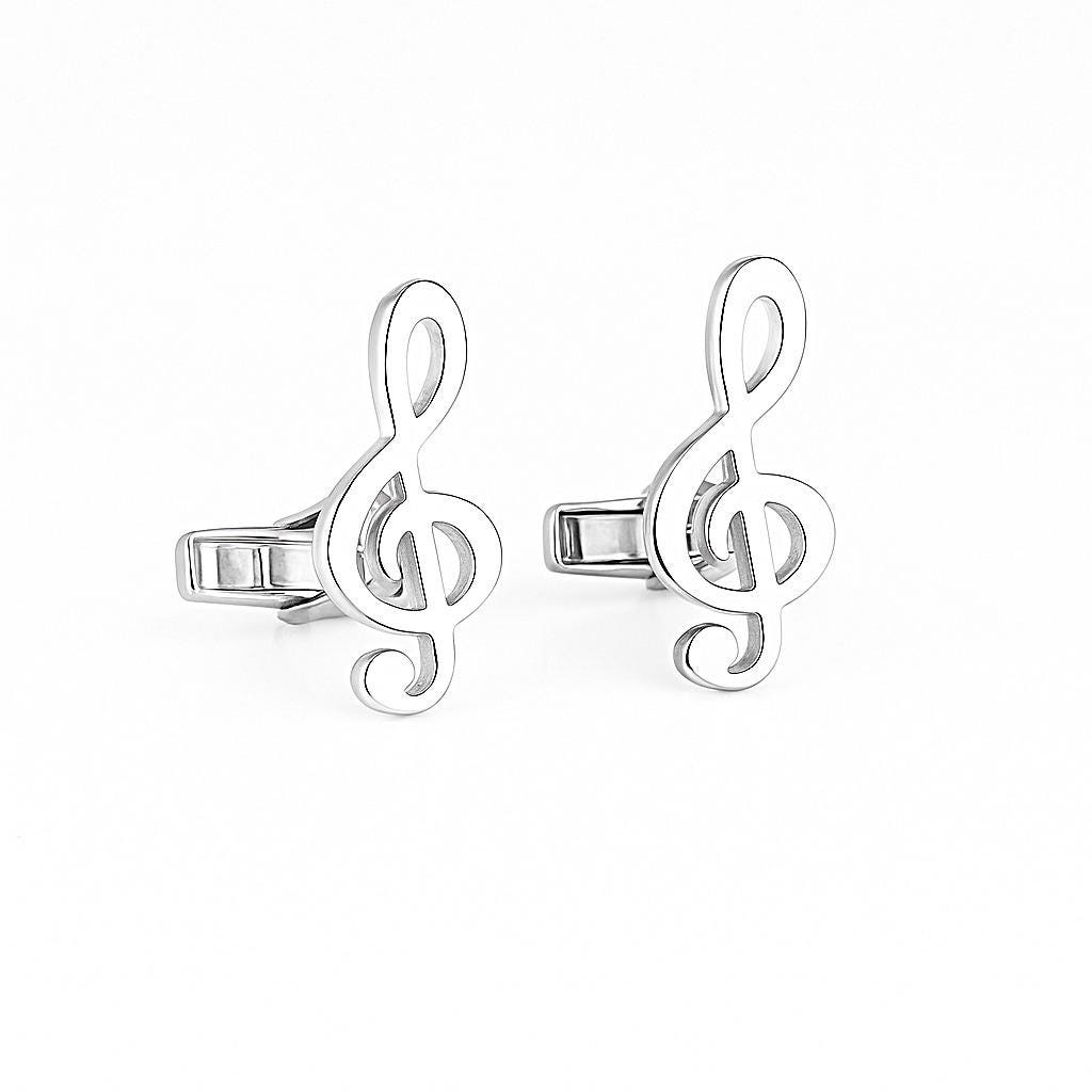 Sterling Silver Music Note Cufflinks: Musician Wedding Groomsmen Gift
