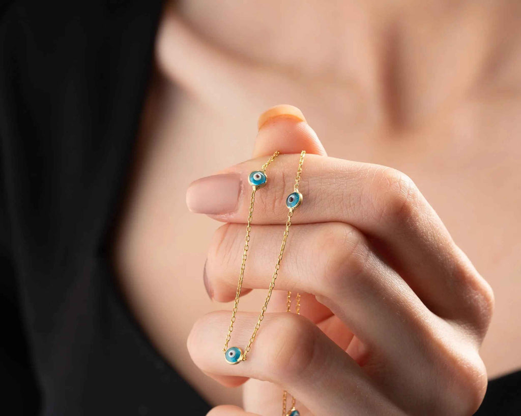 Dainty Sterling Silver Evil Eye Necklace: Gold Protection Jewelry