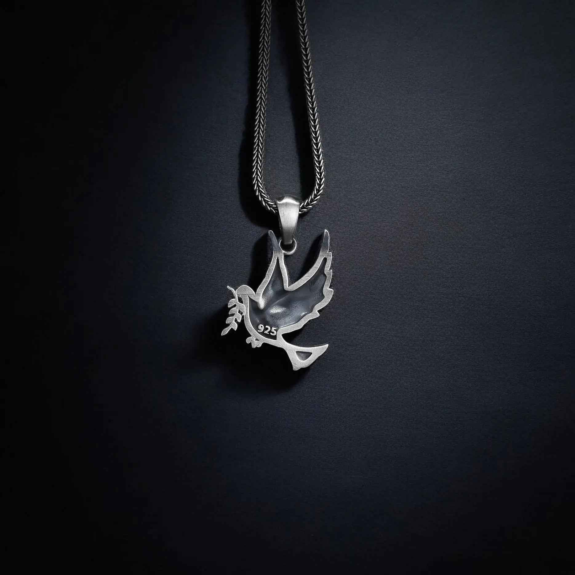 Sterling Silver Dove Necklace: Handmade Peace Symbol Pendant