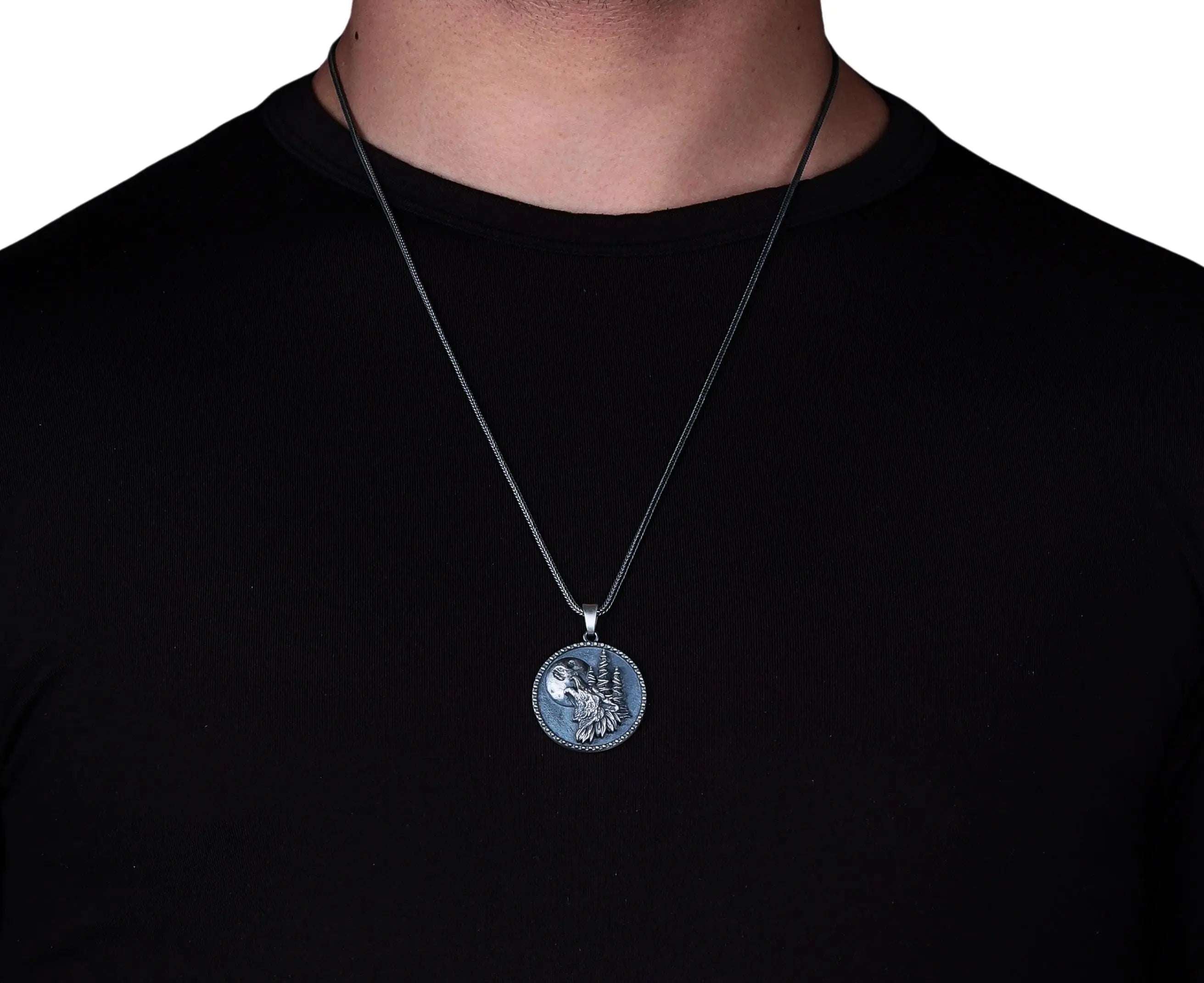 Sterling Silver Howling Wolf Necklace: Handmade Animal Pendant Men   Charmora Jewelry