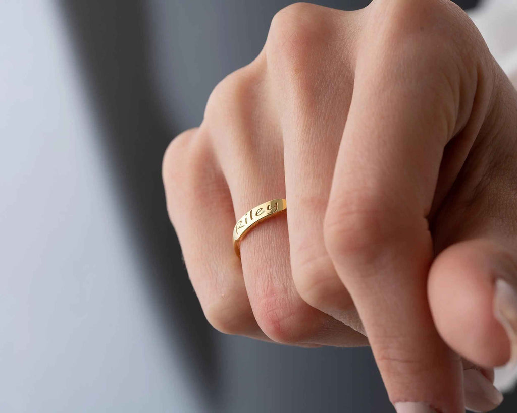 Sterling Silver Custom Name Ring: Personalized Engraved Gift