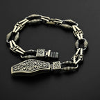 925 Sterling Silver Men’s Bracelet with Ornate Lock | Handmade Gothic Chain Bracelet