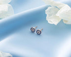 Sterling Silver Evil Eye Stud Earrings, Protection Jewelry