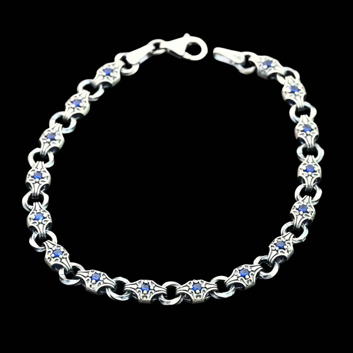 925 Sterling Silver Men’s Bracelet with Zircon Stone – Durable Chain Gift for Him