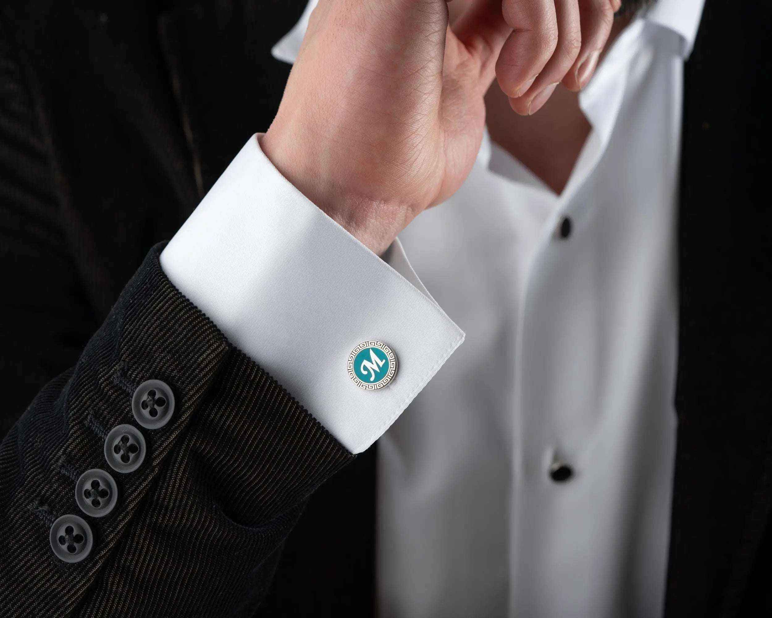 Sterling Silver Enamel Initial Cufflinks, Personalized Gift