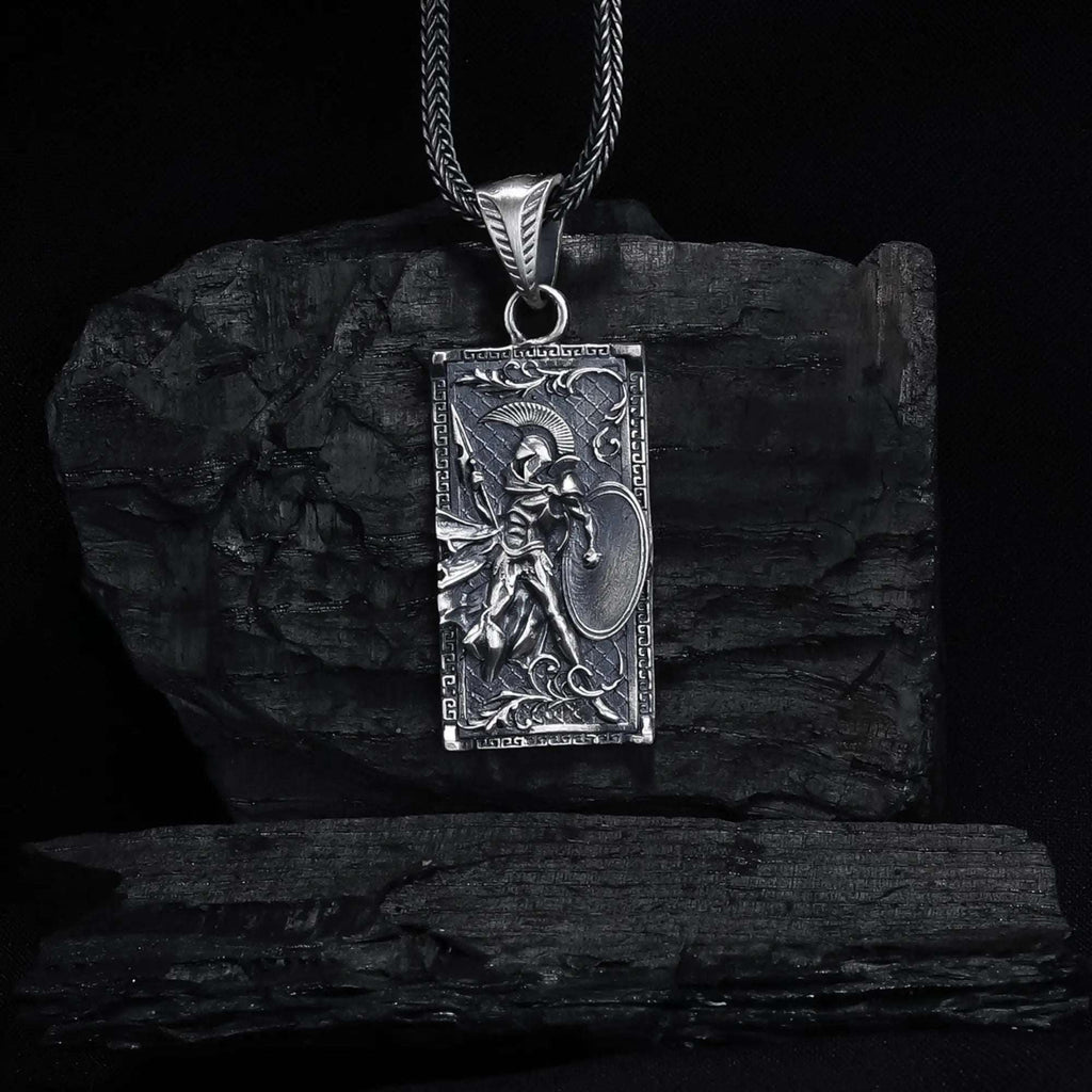 Sterling Silver Spartan Warrior Necklace: Greek Pendant Jewelry   Charmora Jewelry