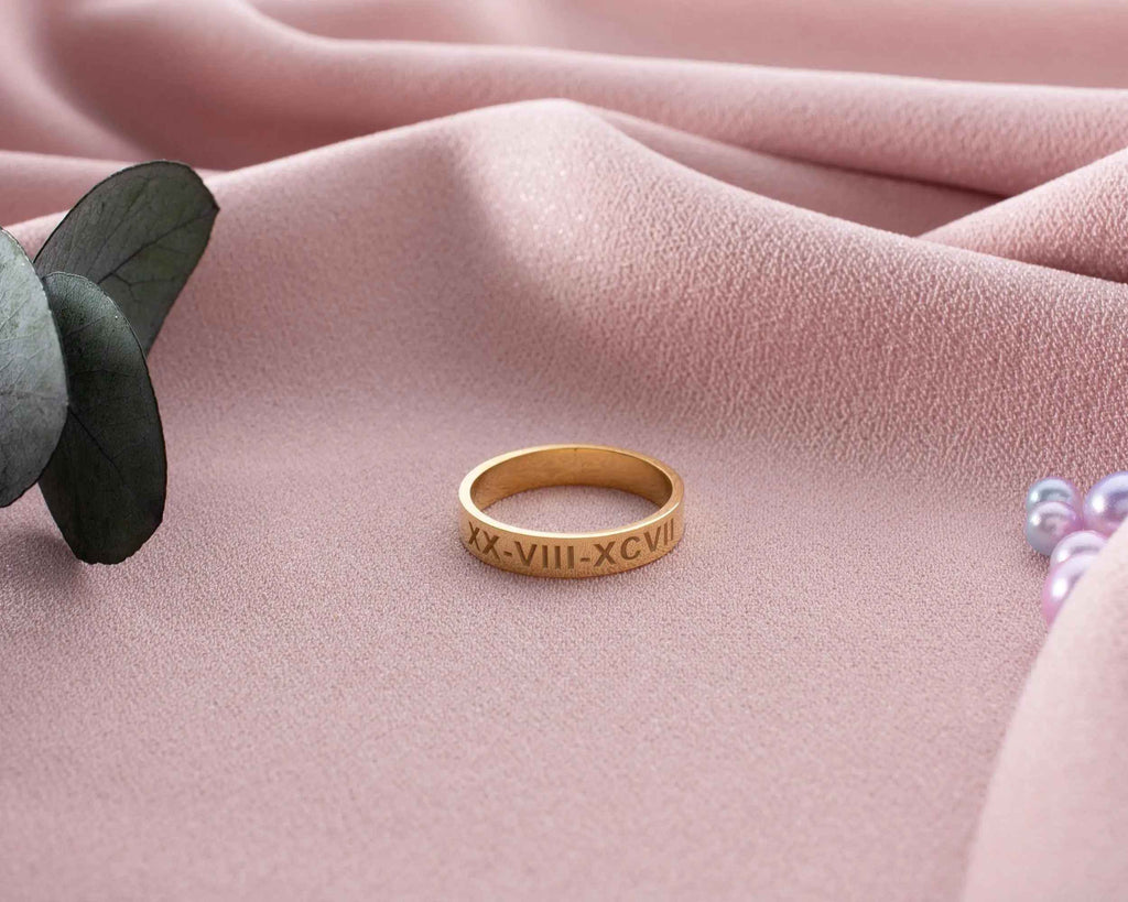 Personalized Sterling Silver Roman Numeral Ring, Anniversary Gift