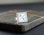 Handmade Sterling Silver Date & Initial Cufflinks: Personalized Groomsmen Gift